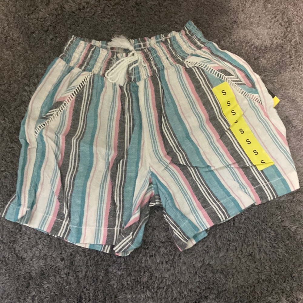 Striped high waisted inseam shorts